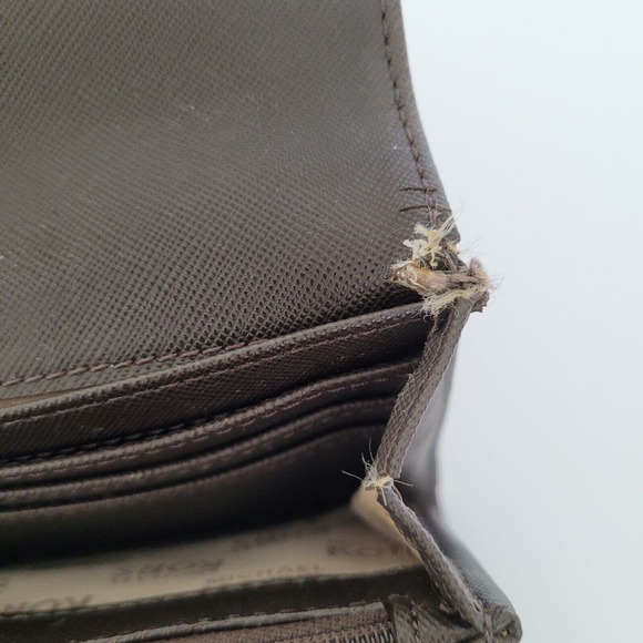 MICHAEL KORS MK Fulton Gusset Carryall Brown Saffiano Leather Envelope Wallet - Picture 7 of 14